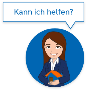Illustration einer Person mit unscharfem Gesicht in einem blauen Kreis, hält ein orangefarbenes Objekt, mit einer Sprechblase darüber: ‚Kann ich helfen?‘